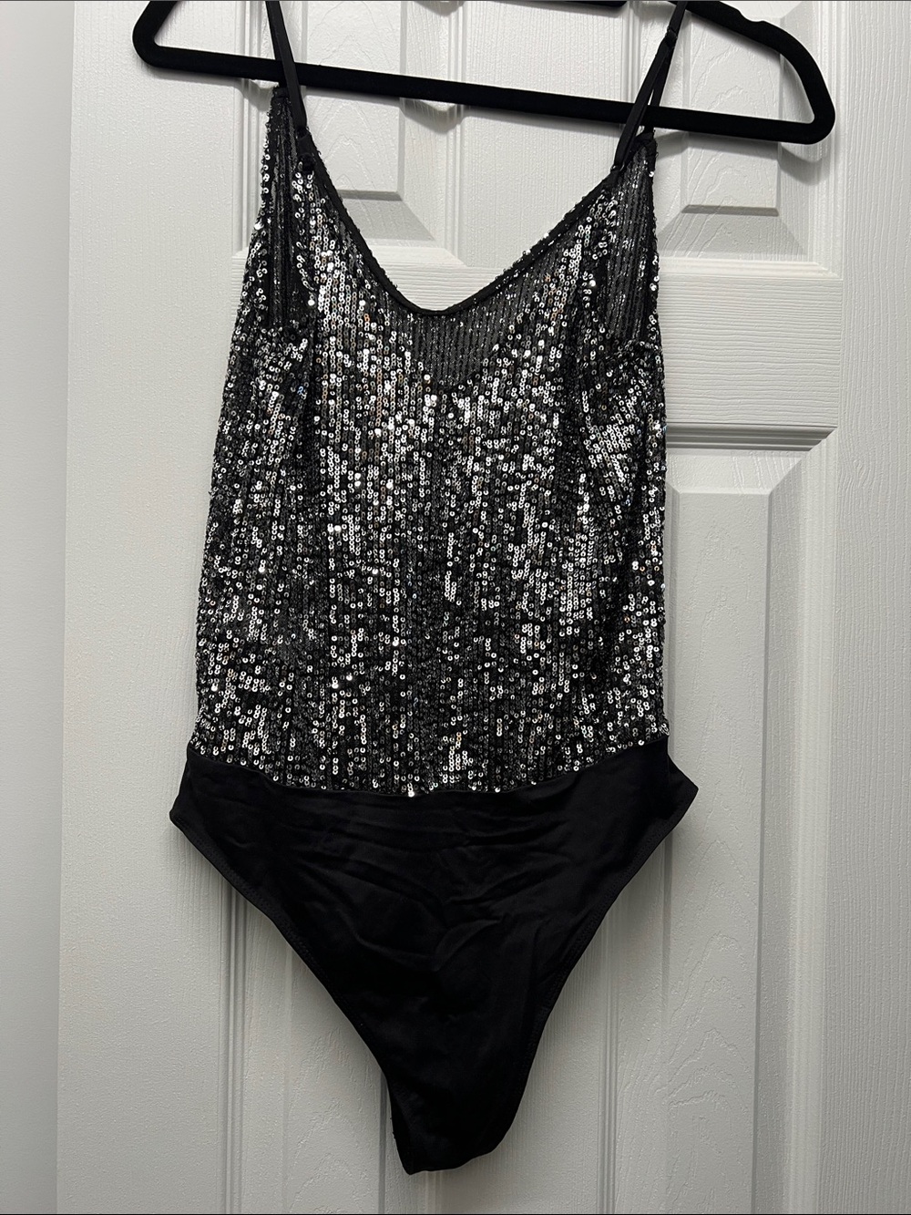 Zara Women's Black Sequin Tank Bodysuit
